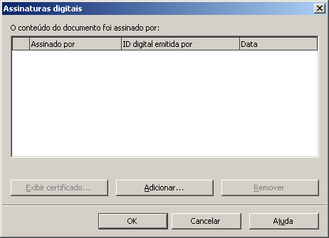 15 Assinaturas digitais Reconhece um certificado digital que esteja instalado no browser e permite a inserção deste certificado no documento.