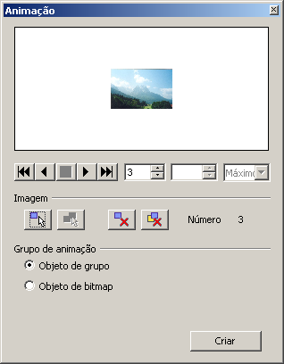10 Imagem Animada Permite criar uma imagem animada na apresentação. Esta imagem animada deve ser criada a partir de um grupo de imagens que uma vez associadas podem gerar a imagem animada.