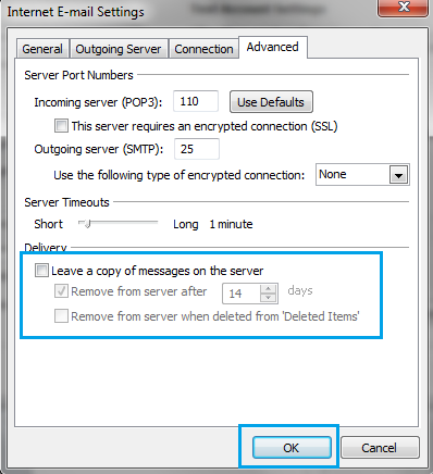 5. Na tabulação Outgoing Server, meter o visto em My outgoing server (SMTP) requires authentication.
