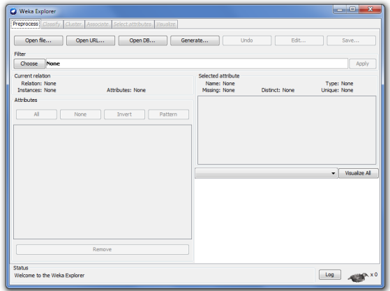 Weka Explorer 3 Interface gráfica que permite a execução dos algoritmos de data mining da Weka de forma interativa Weka Explorer 4 Opções disponíveis Preprocess: escolhe e modifica os dados