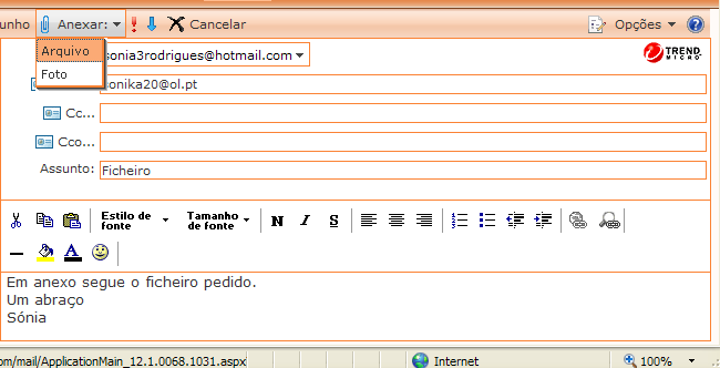 Exemplo no hotmail Escolhendo a opção Windows Live hotmail Para efectuar a inscrição, terá de introduzir o endereço de e-mail pretendido, a palavrachave e os restantes dados necessários.