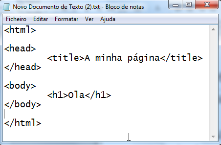 Criar um ficheiro html