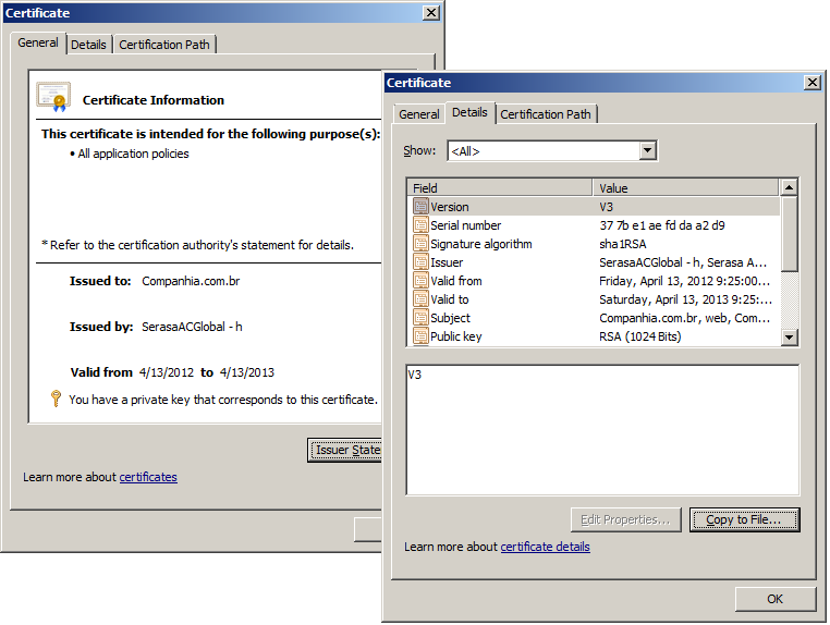 2. Na caixa de Server Certificates, dê um duplo clique no site. Figura 2 Figura 2 3.