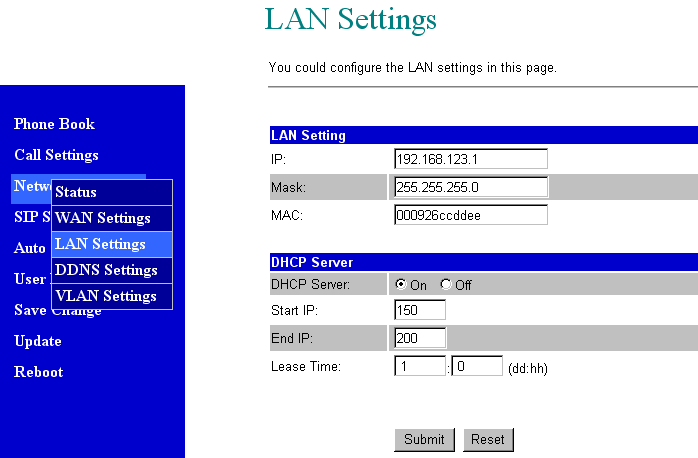 5. Configurações SIP Entre com o nome do usuário(incluindo Display Name, User Name, Register Name), Register Password, Domain Server (fwd.pulver.com), Proxy Server (fwd.pulver.com), Outbound Proxy(fwdnat.