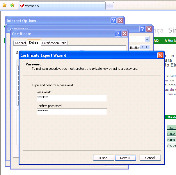 h) Seleccionar a opção Include all certificates in the certification path if possible (Incluir todos os certificados no caminho da certificação se possível), para incluir a cadeia de certificação