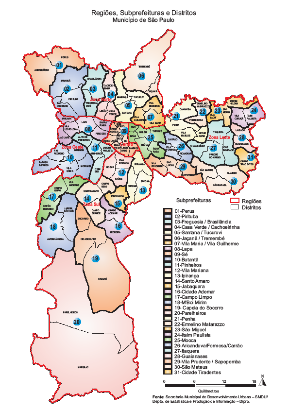 31 subprefeituras e distritos Planos Regionais por subprefeitura: Aprovados em 2004 Audiências públicas Lei do zoneamento: Definição de zonas de