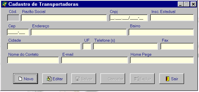 Cadastro de Transportadoras O cadastramento das transportadoras ajuda no preenchimento das Notas Fiscais de Transferência, já que as informações ficam disponíveis e a