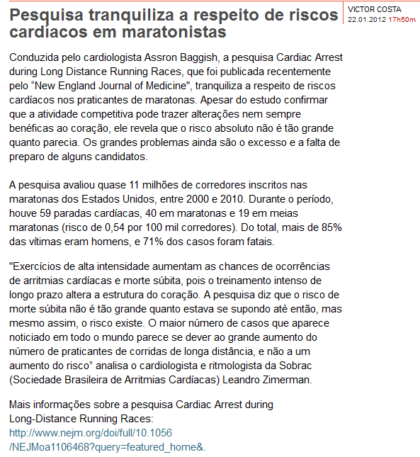 Anexo Principais Clippings Matéria sobre os riscos cardíacos em