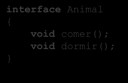 INTERFACES Uma classe pode implementar várias interfaces interface Voador void voar(int tempo); interface Animal void comer();
