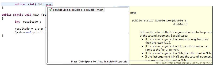 Ométodo pow daclasse Math realiza a potenciaçãoentre o primeiroeo segundo parâmetros.