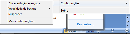 SELEÇÃO DE CONJUNTOS DA CÓPIA DE SEGURANÇA Clique com o botão direito no ícone do Backup Online na caixa do sistema e, em seguida, selecione Configuração.