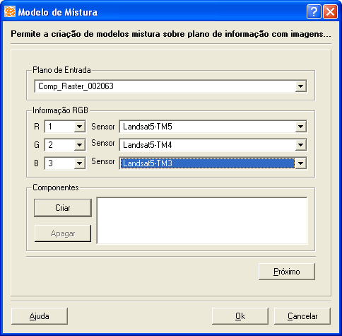 Figura 16. 13 Parâmetros de Entrada para o Modelo de Mistura. 4. Clique no botão Criar para acessar a interface de criação dos componentes para o modelo de mistura. 5.