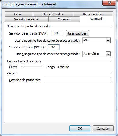 6) Na janela Configurações de email na Internet informe: a. Clique na aba Servidor de saída b. Marque a opção Meu servidor de saída (SMTP) requer autenticação c.