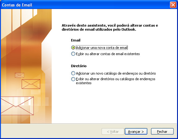 Outlook 2003 Atenção: Deve estar instalado o Service Pack 3 do Office 2003 Antes de iniciar, certifique-se de que seu