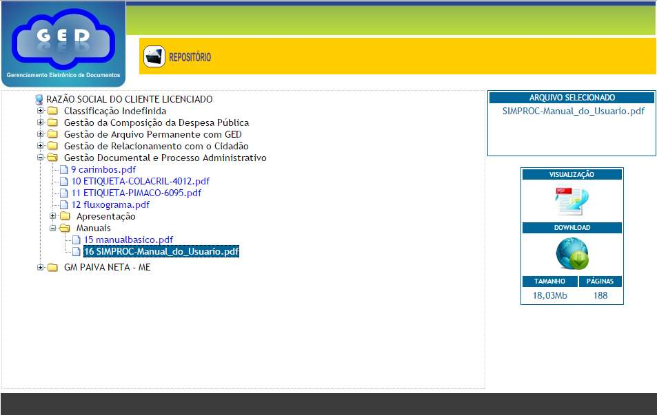 Gerenciador de Documentos (Repositório) Visualizador de Documentos (Árvore) Prático, simples e