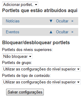 Manual do Plone para Gestores de Conteúdo Para realizar a mudança para todo o site, clique no link Gerenciar portlets quando estiver na Página Inicial do site.