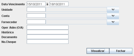 Relatórios Padrão Financeiro Pagamento