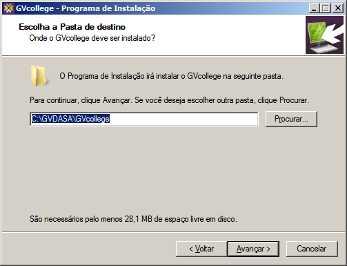 4.2. Execute o instalador/atualizador GVcollege-3.6.4.XX-Setup.exe. 4.