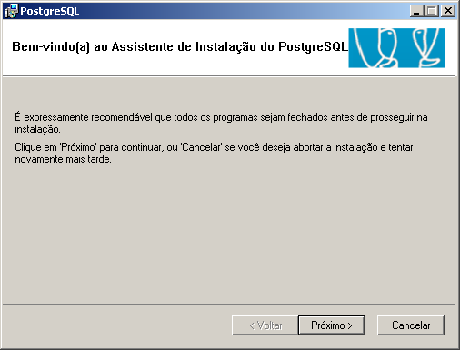 1 Passo:. Acesse no CD de instalação o executavel do PostgreSql 8.