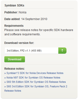 64 Figura 25 - Download do SDK Nokia S60 3rd Edition FP2 Após o download, executar o arquivo.