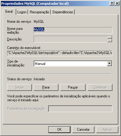 1.5.2 - Configuração [final] do MySQL Curso de PHP CITi {jfp}@cin.ufpe.