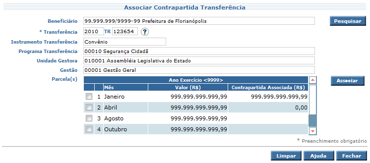 Aprovado; Reprovado; Em Readequação; Em Empenho; Em Publicação; Em Execução; Em Abertura CC; Aguardando Abertura CC; Ocorrência Abertura CC; Extinto; Rescindido; Suspenso; Em Rescisão; Em