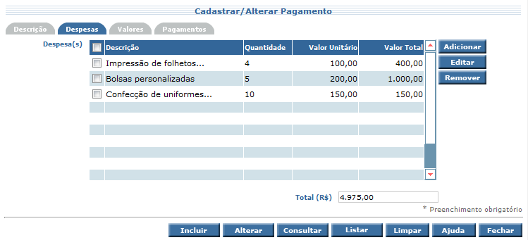 Chave NF Eletrônica UF Número Documento Data Documento AIDF CPF/CNPJ Favorecido Nome Favorecido Transações Recibo; Conhecimento Transporte; Bilhete Passagem; Guia Recolhimento Tributo - Patronal;