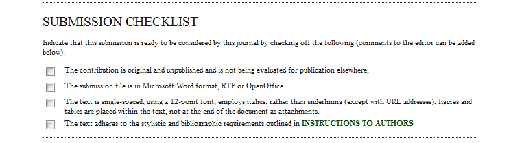 Interaction 1 (Submitting the article) Step 1: Starting the Submission The process of article submission begins by registered users on the system to make the transfer of the article in emagazine;