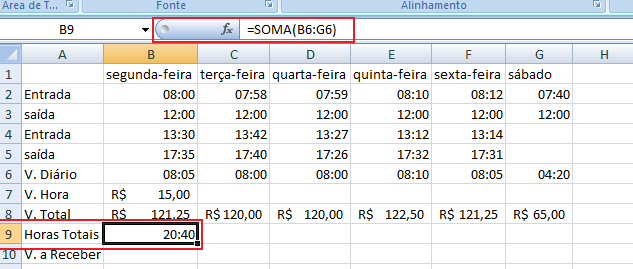 Para os demais cálculos o V.Hora será igual há todos os dias então ele precisa ser fixo para que o cálculo possa ser copiado, o número 60 por ser um número não é muda.