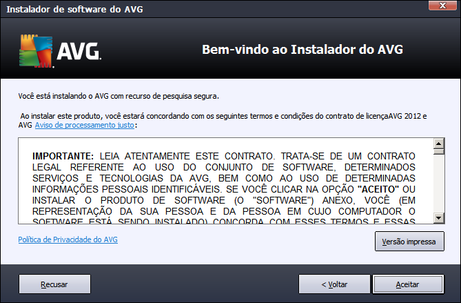 3. Processo de instalação do AVG Para instalar o AVG no computador, é necessário obter o arquivo de instalação mais recente.