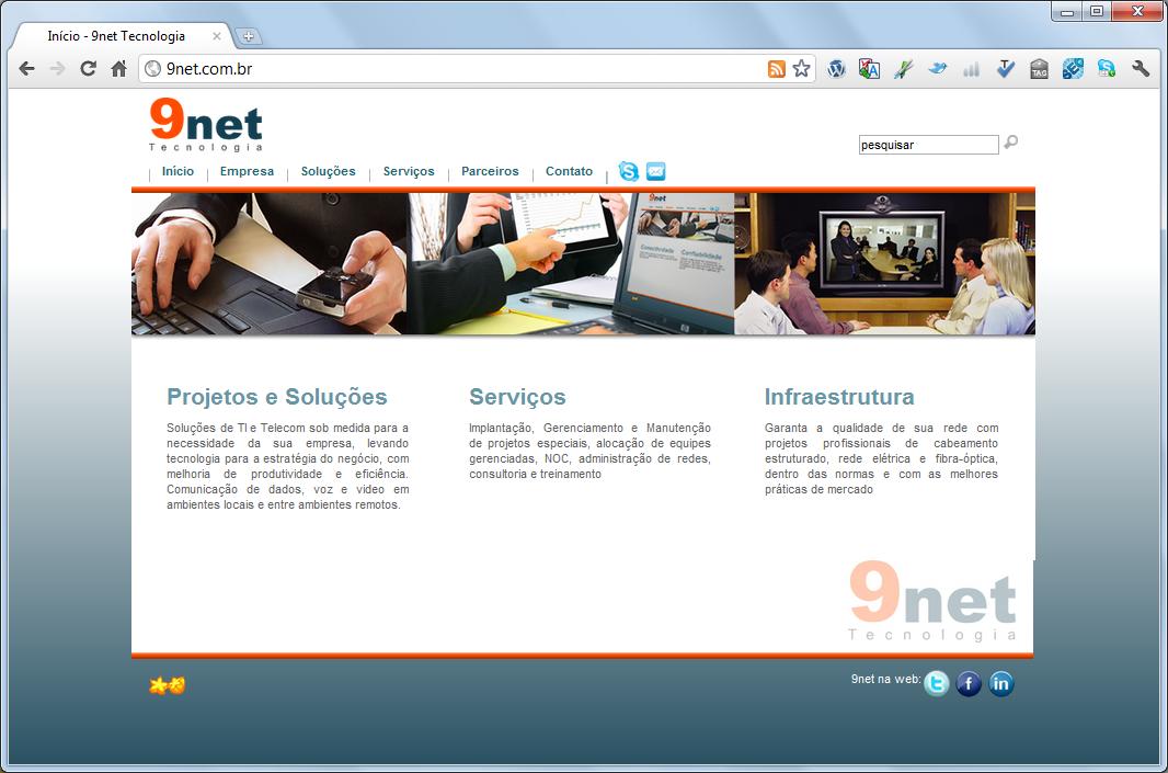 9net Tecnologia Site em WordPress para consultoria em infraestrutura digital.