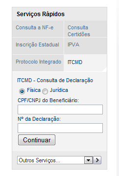 Consulta aos recolhimentos da declaração está www.fazenda.pr.gov.br Serviços Rápidos ITCMD.