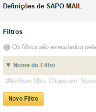 SAPO Na Caixa de entrada, no canto superior direito, clique em "Definições",