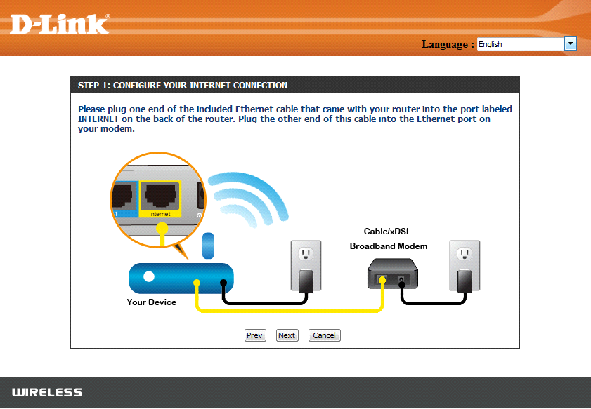 Se o roteador não detecta uma conexão Ethernet válida da porta de Internet, esta tela será exibida.