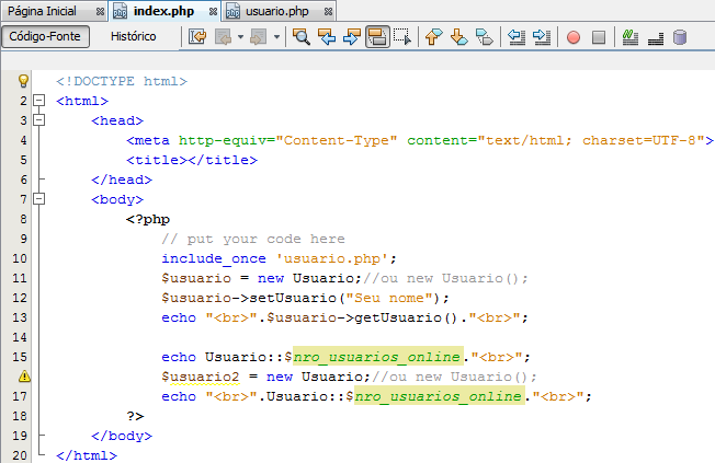 Teste o método criado alterando o arquivo index.php.