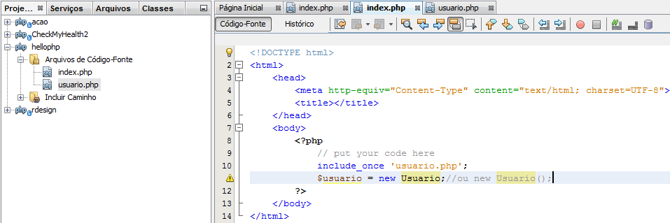 No arquivo index.php instancie a classe que você acabou de criar. Desta vez, crie o método destrutor ( destruct) da classe Usuario.