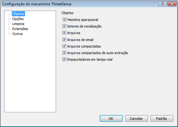 4.1.5 Configuração do mecanismo ThreatSense ThreatSense é o nome da tecnologia que consiste em métodos complexos de detecção de ameaças.