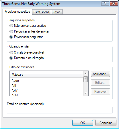 Quando enviar Na seção Quando enviar, é possível definir quando as informações estatísticas serão enviadas.