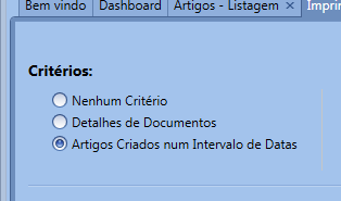 Impressão de Etiquetas A opção Impressão de Etiquetas encontra se nos Artigos.