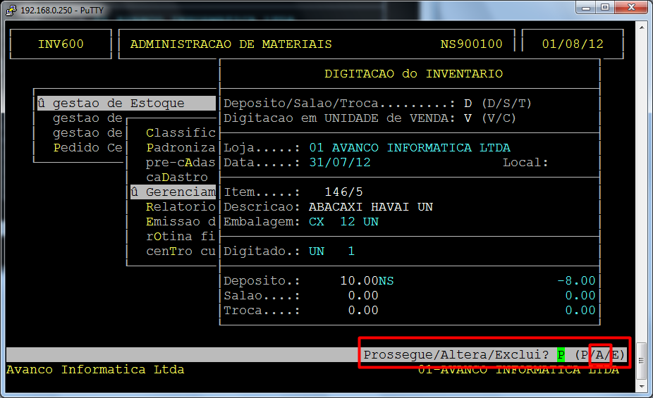 10 Modelo em PDF 6- Manutenção do No caso do Usuário precisar alterar ou excluir algum produto manualmente, essa rotina permite que ele faça isso.