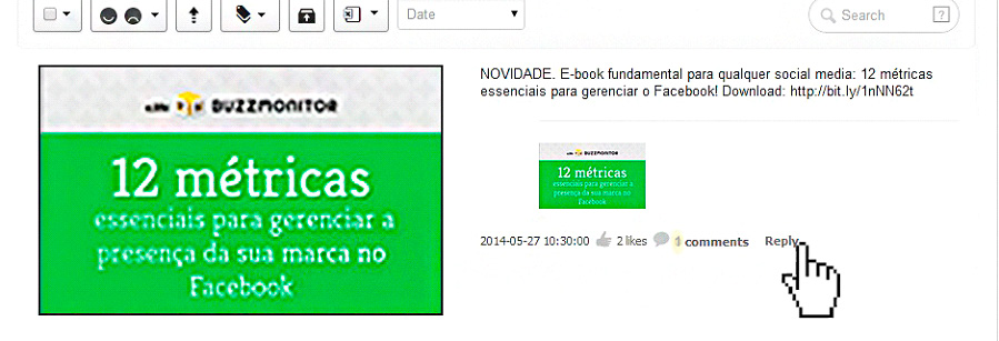 3. Abaixo do gráfico aparecerão todos os posts e usuários;! Acima do post há a Barra de Ferramentas.