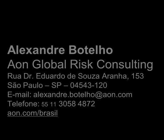 Obrigado! Alexandre Botelho Aon Global Risk Consulting Rua Dr.