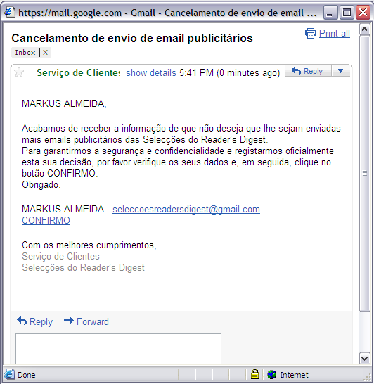 Email Marketing - Protecção de Dados Download semanal do ficheiro de