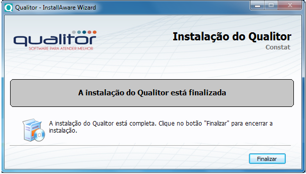 O Qualitor está instalado com sucesso.