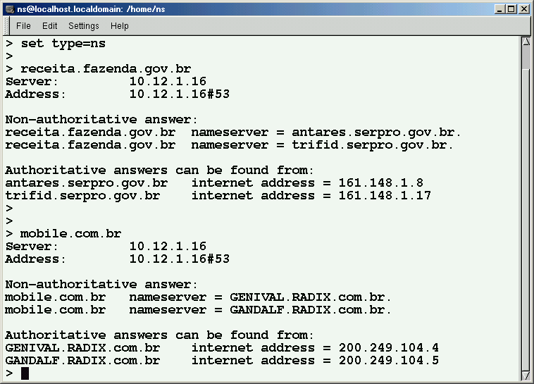 nslookup