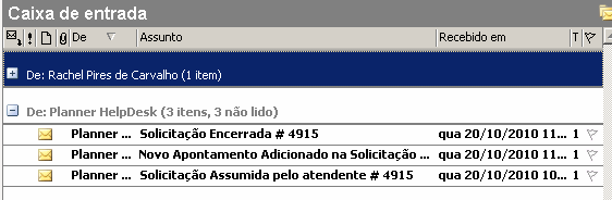 NPL012-1 Folha 8 de 10 5) Acompanhamento e Encerramento de Solicitações O acompanhamento do status da solicitação pode ser feito através da tela inicial: Em cada mudança de status ou adição de