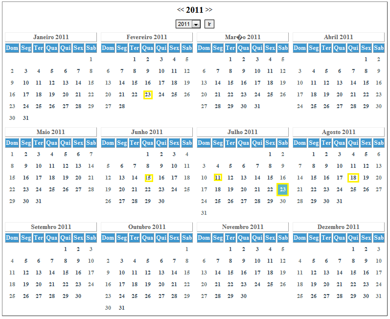 54 4.6 Agendamento Traz um calendário informando as datas de