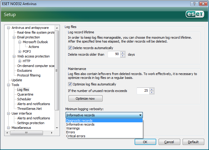 4. Relatórios do personal firewall do ESET Contém os registros de todos os fatos detectados pelo Firewall pessoal e relacionados a ele.