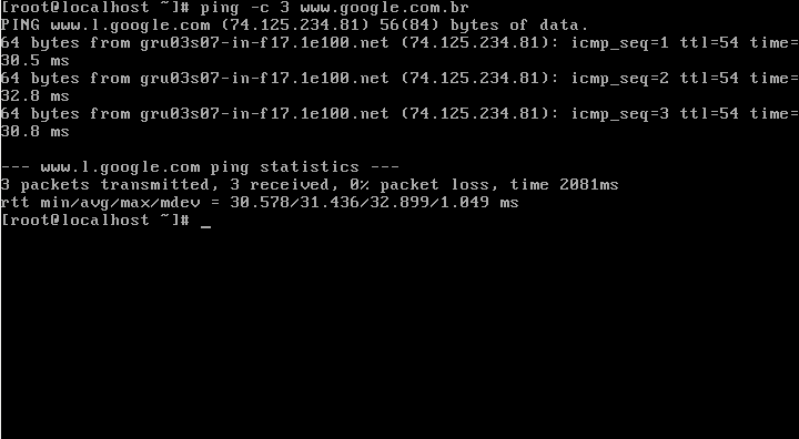 Nesse caso a interface ETH0 recebeu um ip automático de um modem adsl e a interface ETH1 está com o ip que será usado para rede local.