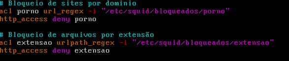 desse ponto. Devemos criar alguns arquivos, e acioná-los no arquivo de configuração do squid. Para criar os arquivos execute os comandos abaixo.